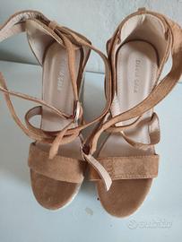 Sandali donna Silvia Gala beige con tacco n.39
