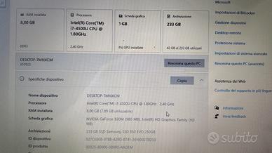 Asus15"  f552ld i7 8gb ram ssd 256 gb