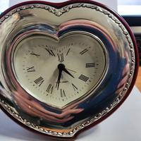 Orologio Sveglia in Argento e Legno Forma di Cuore