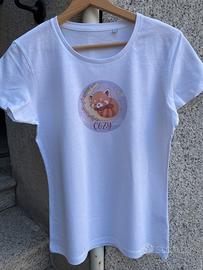 T-shirt donna panda rosso