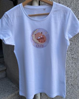 T-shirt donna panda rosso