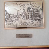 Coppia di quadro bassorilievo su lastra argento