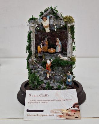 Presepe in campana di vetro 10x15