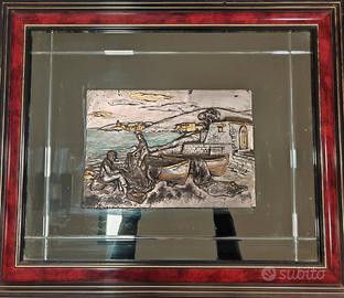 QUADRO ARGENTO 925 POLICROMATO - SCENA MARINARA -