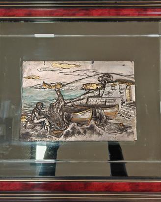 QUADRO ARGENTO 925 POLICROMATO - SCENA MARINARA -