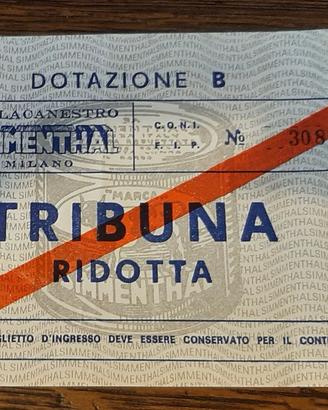 biglietto pallacanestro Simmenthal anni 70