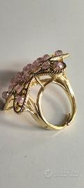 anello regolabile con zirconi rosa 