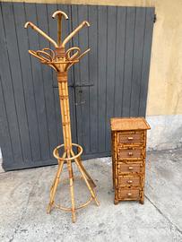 COPPIA VINTAGE IN BAMBU’ E RATTAN