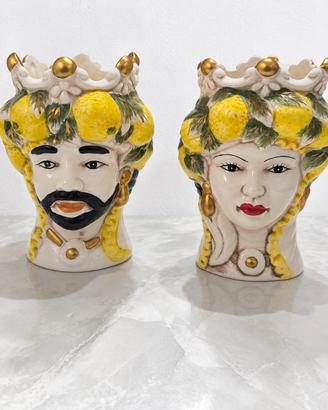 COPPIA TESTA DI MORO IN CERAMICA