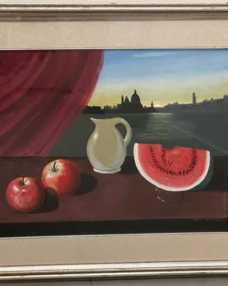 Quadro olio su tela G. Favaro – Natura morta 40×50