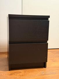 Comodino Ikea Malm a due cassetti nero