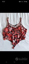 top con fantasia rosso e nero