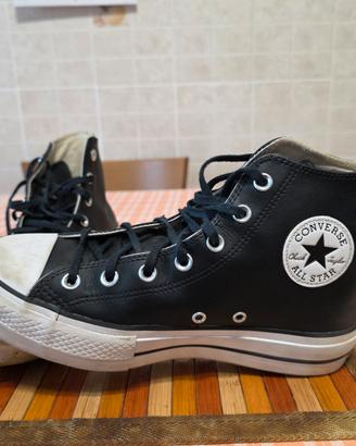 Converse in pelle Nere. usate pochissimo. 