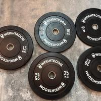 Set dischi bumper gommati NUOVI 150 kg – Pesi pale