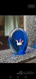 Fermacarte vetro murano uccello colorato 