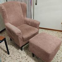 poltrona + pouf in tessuto, (poltrone e sofà)