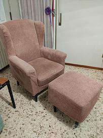 poltrona + pouf in tessuto, (poltrone e sofà)