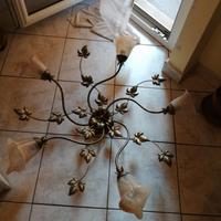 Lampadario e 2 applique in ferro battuto