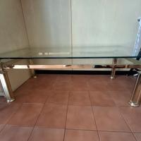 Tavolino da fumo in vetro e ottone