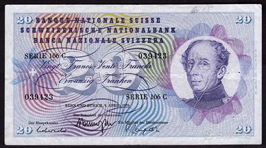 SVIZZERA 1976 - Banconota 20 franchi #WEU