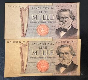 Coppia 100 Lire Verdi 1969 standard e carta ocra
