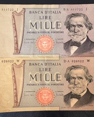 Coppia 100 Lire Verdi 1969 standard e carta ocra