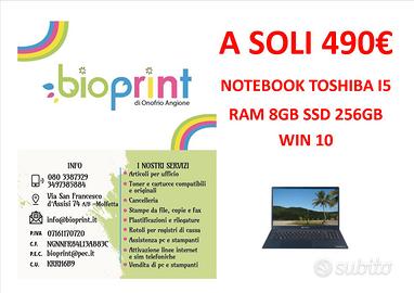 Notebook 15.6" i5 ram 8gb ssd 256 toshiba