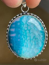 Ciondolo in argento 925 con Agata blu