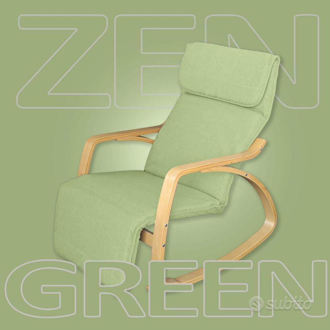 Poltrona Relax Sedia a Dondolo con Poggiapiedi Mod. ZEN VERDE