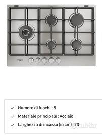 Piano cottura Whirlpool 5 fuochi