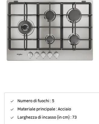 Piano cottura Whirlpool 5 fuochi