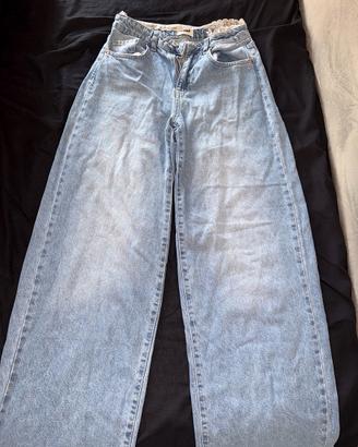 Jeans wide leg TWI con dettaglio in pizzo