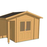 Casetta in legno con tettoia laterale