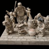 Antica Scultura Cinese Hotei (Budai) XIX sec