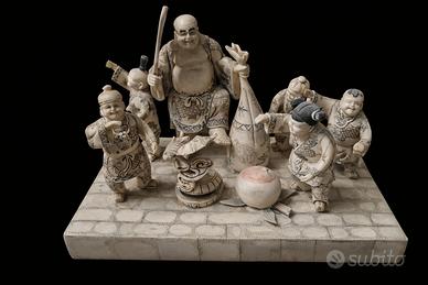 Antica Scultura Cinese Hotei (Budai) XIX sec