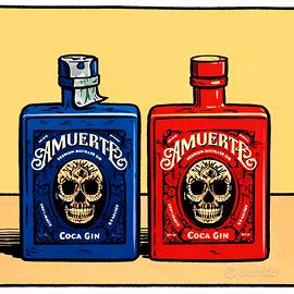 SERIE 2 BOTTIGLIE VUOTE DI GIN ICONICHE AMUERTE