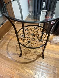 KLINGSBO Tavolino, nero/vetro trasparente,