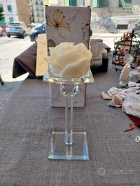 porte candele con rosa 