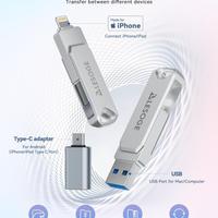 LESOGE MFi  Chiavetta USB 128 GB per iPhone 3 in 1