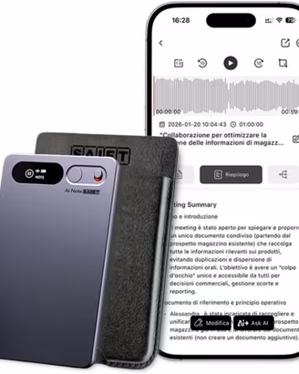 SAIET AI Note Registratore Vocale con trascrizione