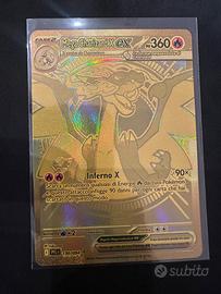 Mega Charizard gold Carta pokemon fiamme spettrali