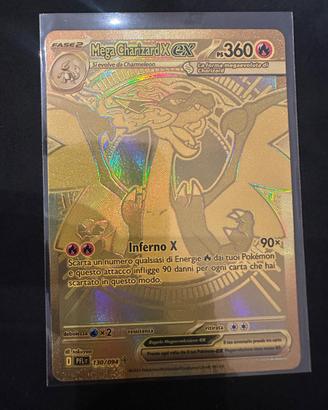 Mega Charizard gold Carta pokemon fiamme spettrali