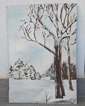 quadro olio su compensato