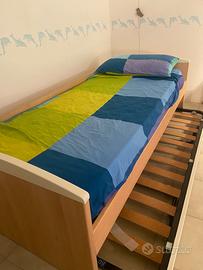 Letto singolo con doppia rete sotto
