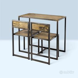 Set Tavolo e 2 Sedie Industrial /Vintage