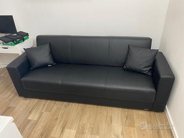 Divano letto contenitore Istikbal in ecopelle nera