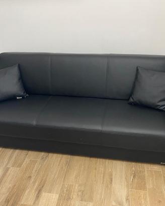 Divano letto contenitore Istikbal in ecopelle nera