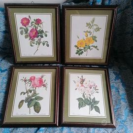 set di quadri quadretti fiori rosa