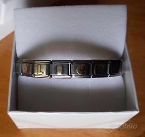 bracciale  in acciaio con lettere in oro "ALICE"