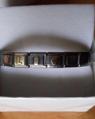 bracciale  in acciaio con lettere in oro "ALICE"